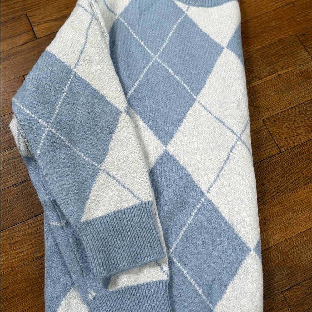 Blue and White Argyle Sweater